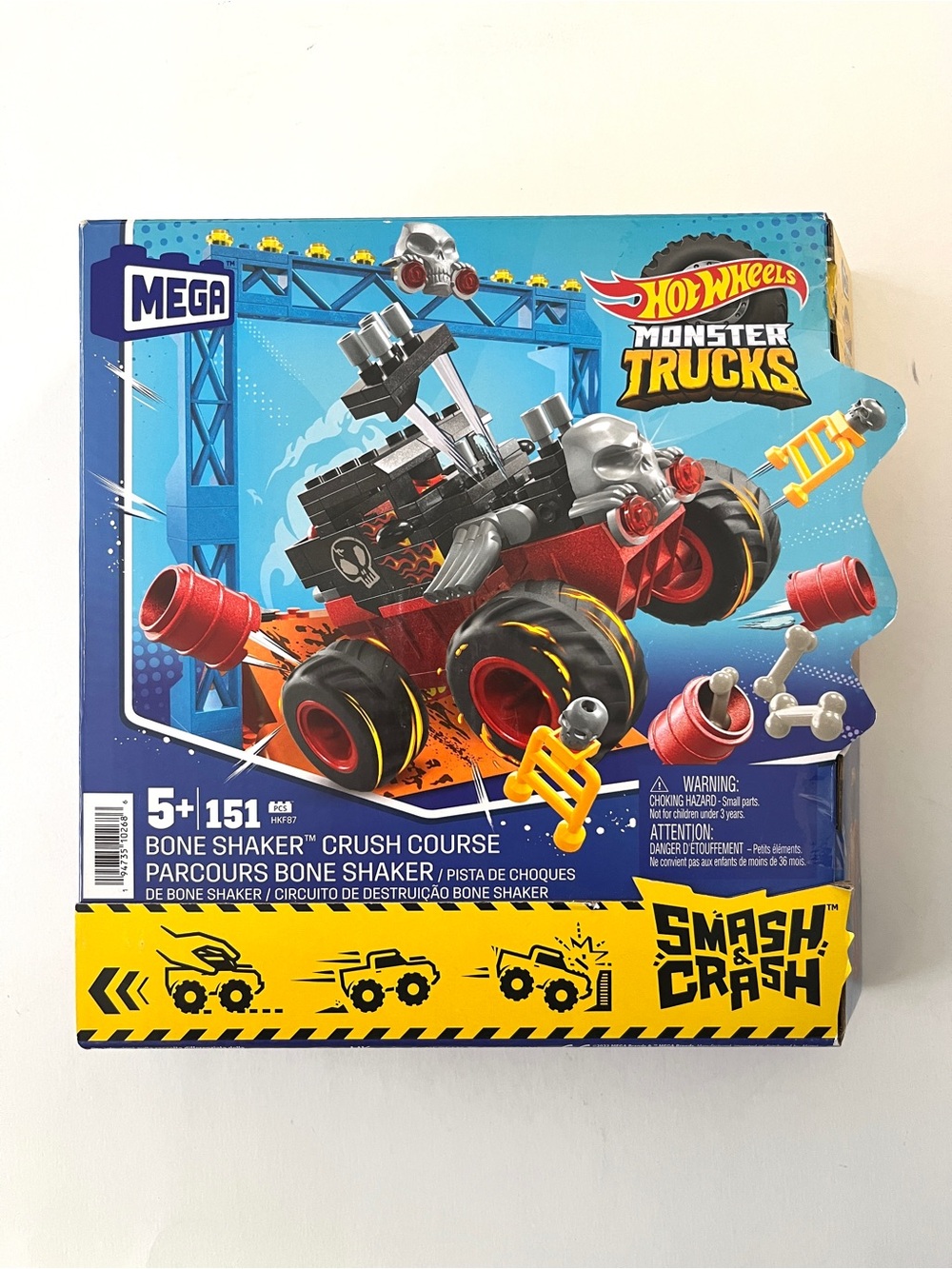 Brand New Hot Wheels Monster Trucks Mega Bone Shaker Crush Course